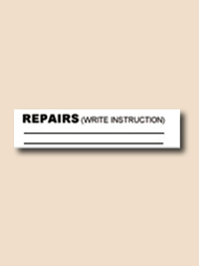 Instruction Tape. Repairs (write instructions)